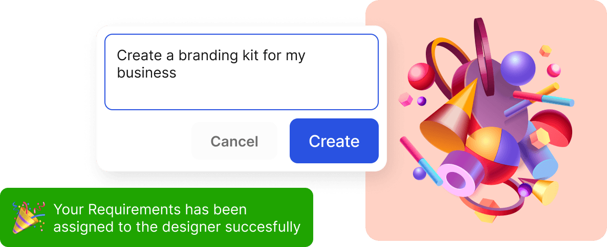 Design request popup and 3D preview